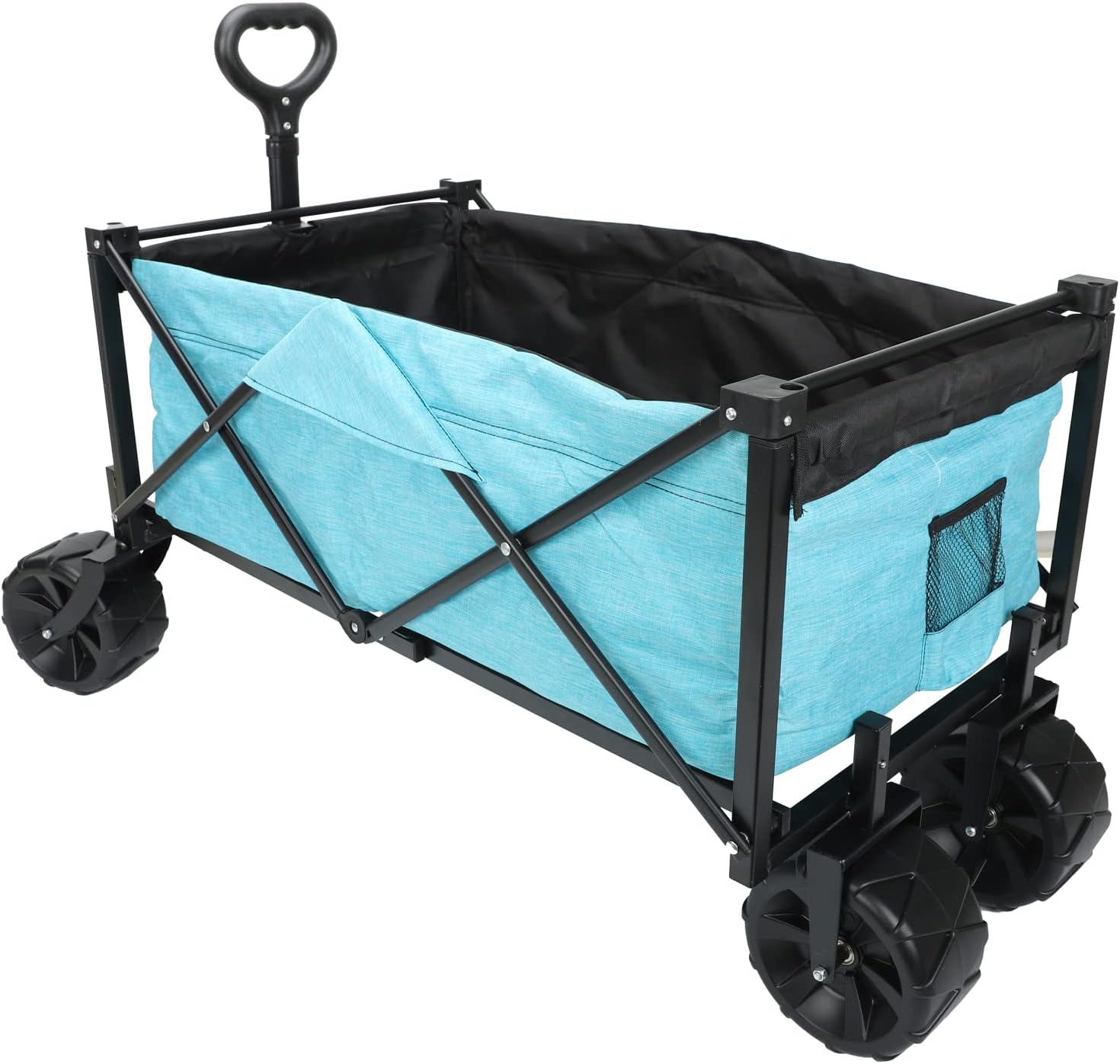Folding Wagon Cart, Portable Large Capacity Beach Wagon, Heavy Duty Utility Collapsible Wagon with All-Terrain Wheels, Outdoor Garden Cart Foldable Wagon for Sports, Shopping, Camping