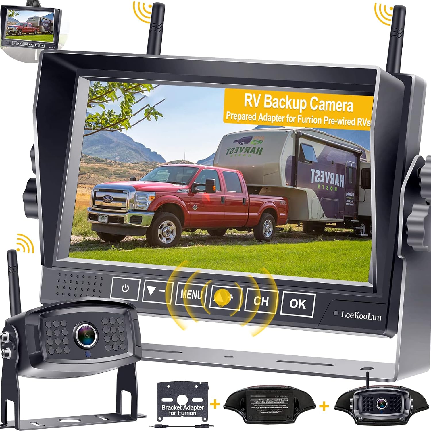 Wireless&nbsp;Rear&nbsp;View&nbsp;Camera&nbsp;with&nbsp;7''&nbsp;LCD&nbsp;DVR&nbsp;Monitor&nbsp;for&nbsp;RV,Pickup,Trailer,Truck,IP&nbsp;69&nbsp;Waterproof&nbsp;Backup&nbsp;Camera&nbsp;Split&nbsp;Screen&nbsp;Support&nbsp;Add&nbsp;License&nb