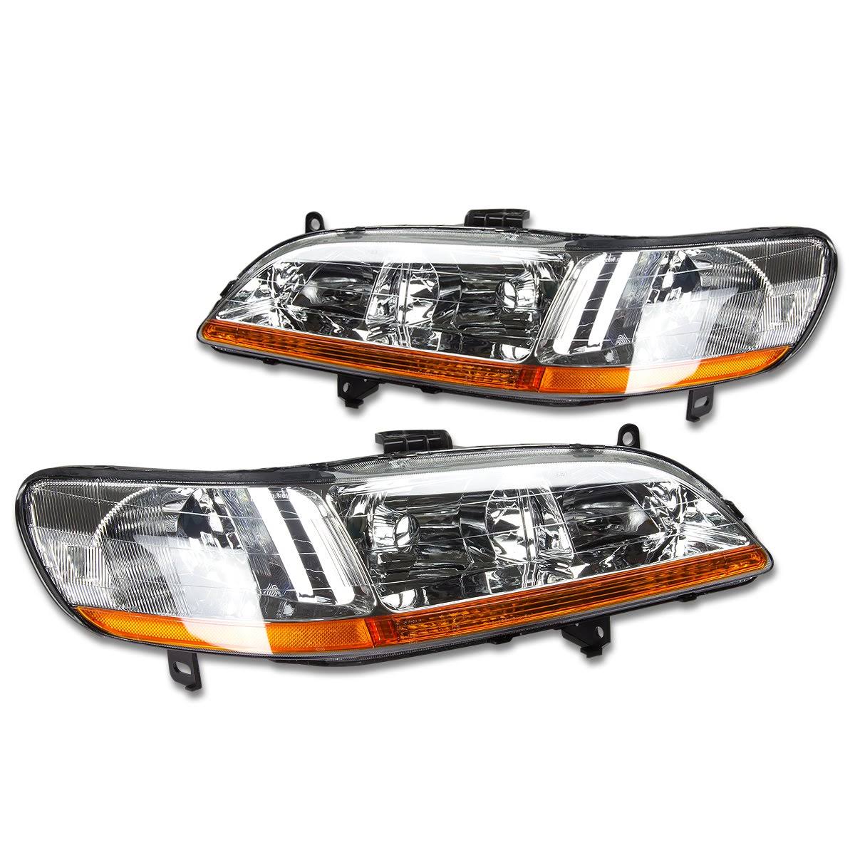 DNA Motoring for 98-02 Honda Accord OE Style Headlight Chrome Housing Amber Corner Headlamp 99 00 01 Left+Right HL-OH-HA98-CH