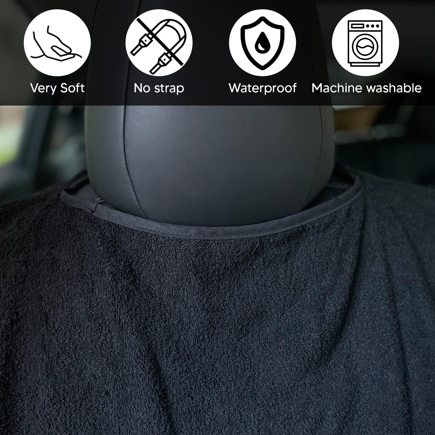 Upgraded Piora Compatible with Tesla Model S / 3 / X / Y Black Seat Cover - Towel Seat Covers for Tesla - After Hiking Yoga Gym Running Swimming Boxing Workout Indoor Outdoor Sports, No Strap (Black)