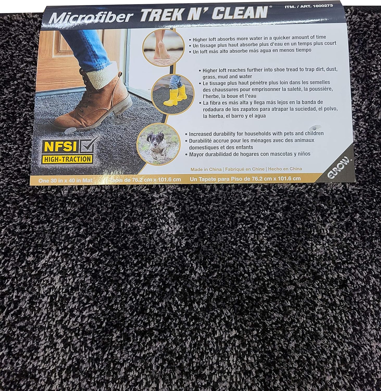 Trek N' Clean Microfiber NFSI High-Traction Mat Indoor/Outdoor 30x40