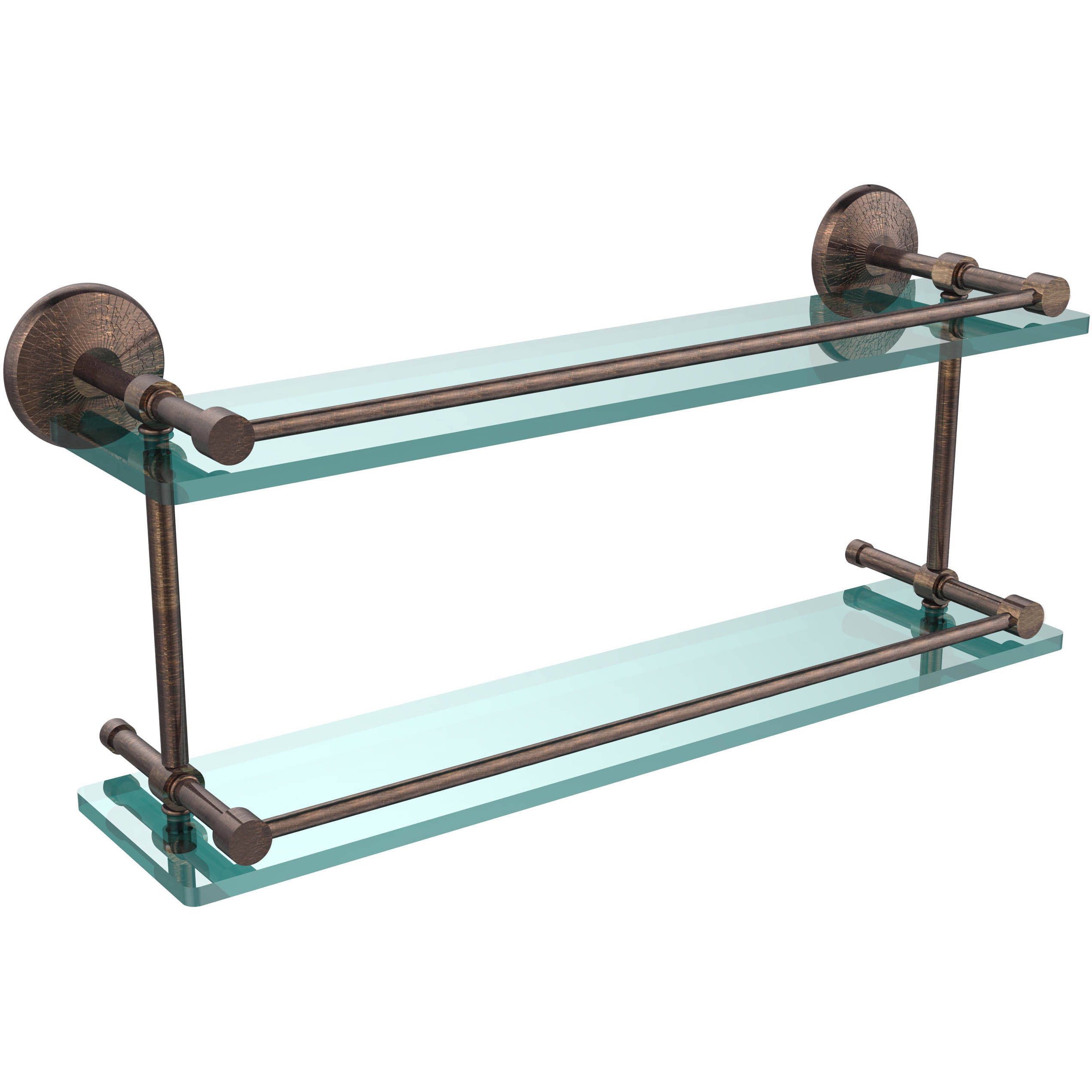 Allied Brass Monte Carlo 22-inch Double Glass Shelf with Gallery Rail - Matte Black