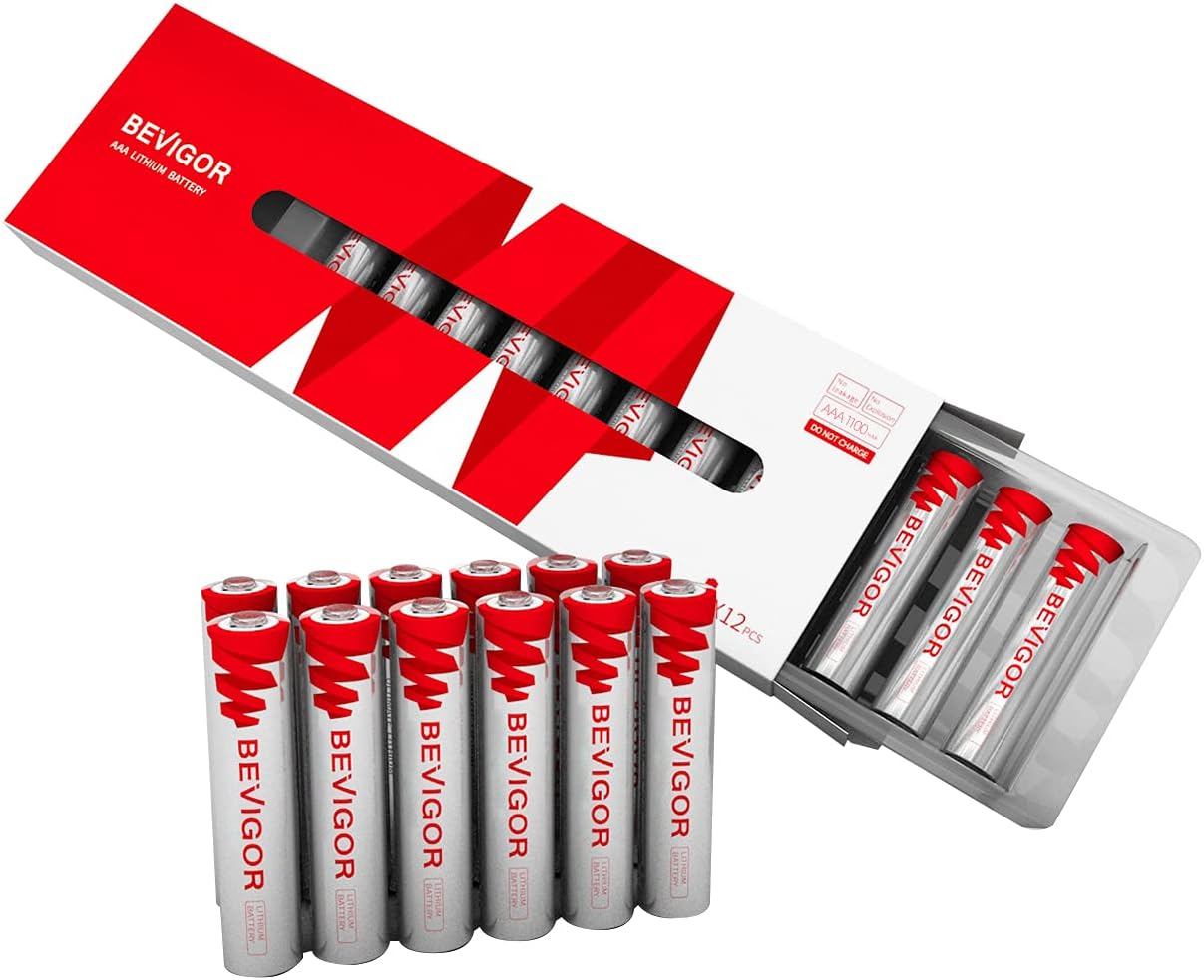 Bevigor AAA Lithium Batteries, 12Pack Lithium Iron Triple A Batteries, 1.5V 1100mAh Longer Lasting AAA Batteries for Flashlight, Toys, Remote Control, 【Non-Rechargeable】