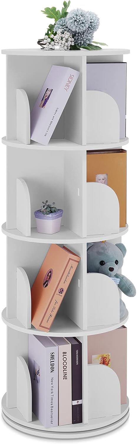 NAIYUFA Rotating Bookshelf 360 Display Floor Standing Bookcase Storage Rack for Kids&Adults Multi-Functional Bookshelf Organizer