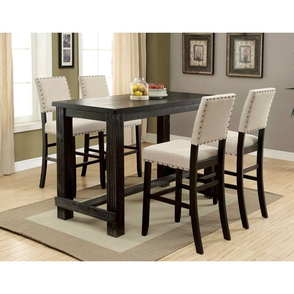 Furniture of America Vevo Black Solid Wood Bar Table Antique