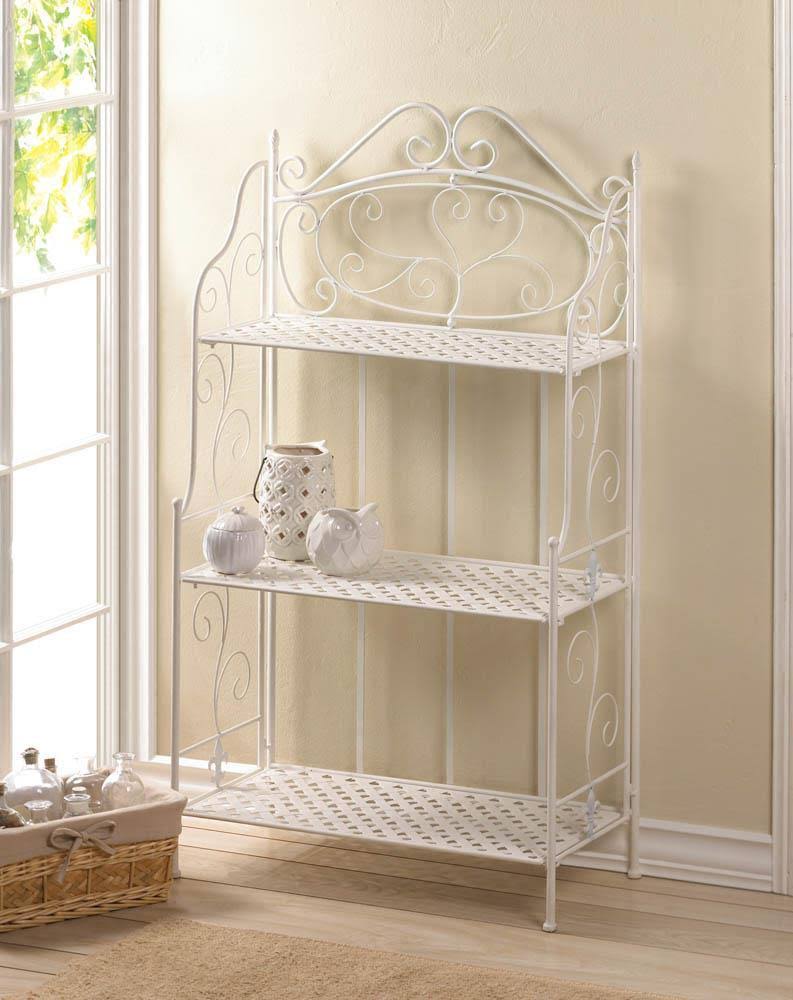 Accent 10017509 White Basket Weave Bakers Rack