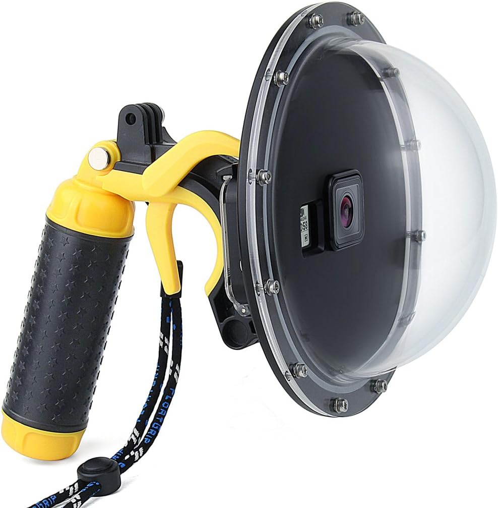Six (6) inch Multimode Waterproof Dome Port for GoPro Hero 5,6,7 Black with Waterproof Housing, Shutter Trigger, 10x Magnifier and red Filter - Waterproof up to 45 Meters