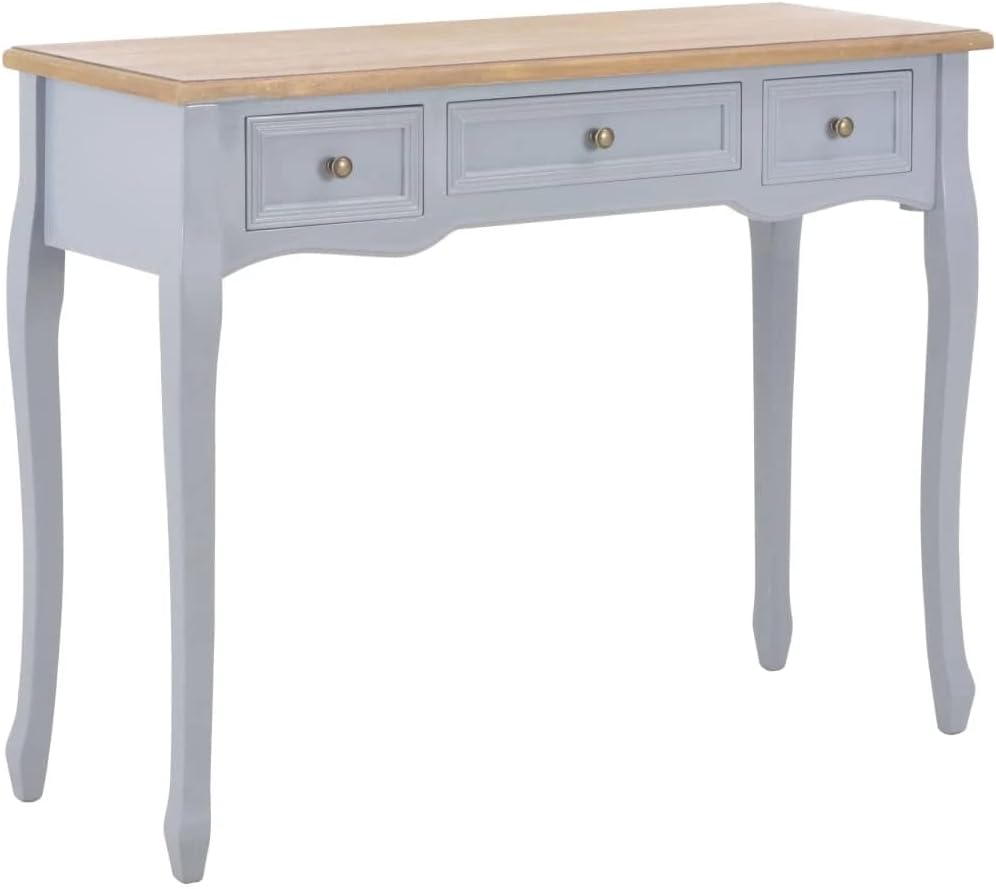 vidaXL Dressing Console Table with 3 Drawers Home Hallway Entryway Table Display Rack Accent Table Easy Assembly Gray