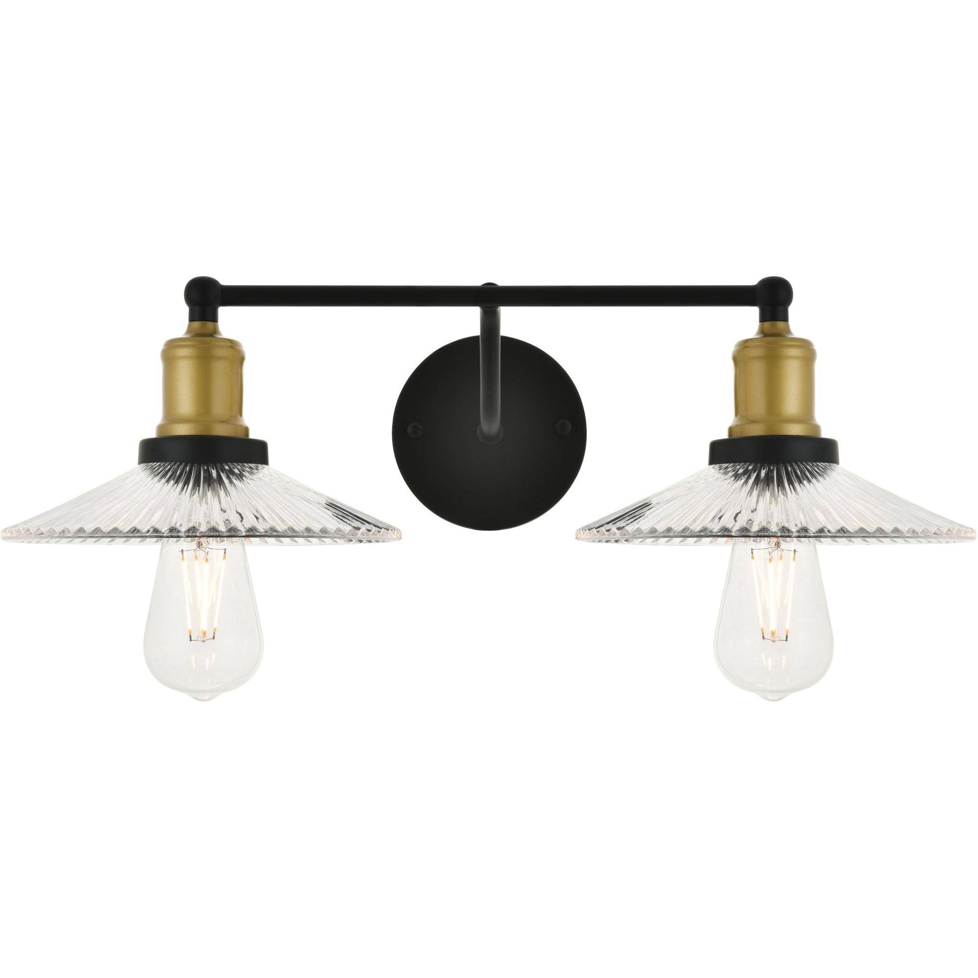 Elegant LD4040W21BRB Waltz 2 Light Brass and Black Wall Sconce