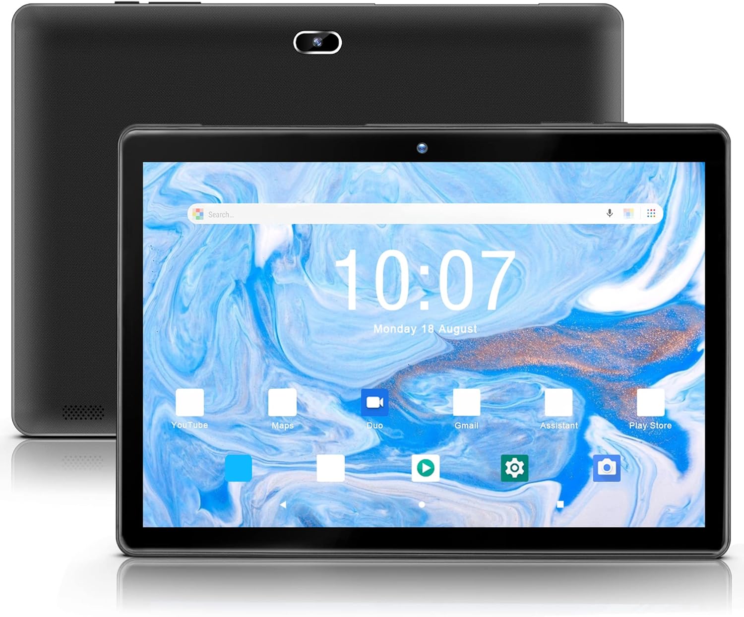 Android 10.0 Tablet 10 inch qunyiCO Y10 (10.1''), 2GB RAM 32GB Storage, 2MP+8MP Dual Camera, Quad-Core Processor, 1280x800 IPS HD Display Screen, Wi-Fi Bluetooth 5000mAh, GMS Certified Black