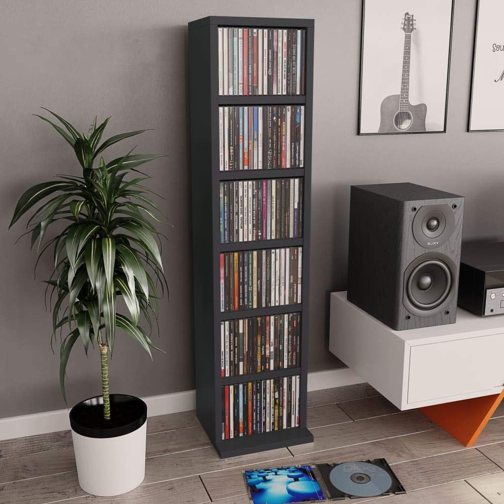 Keyur Media Cabinet, Media Storage Tower Cube Storage Shelf CD Cabinet Gray 8.3
