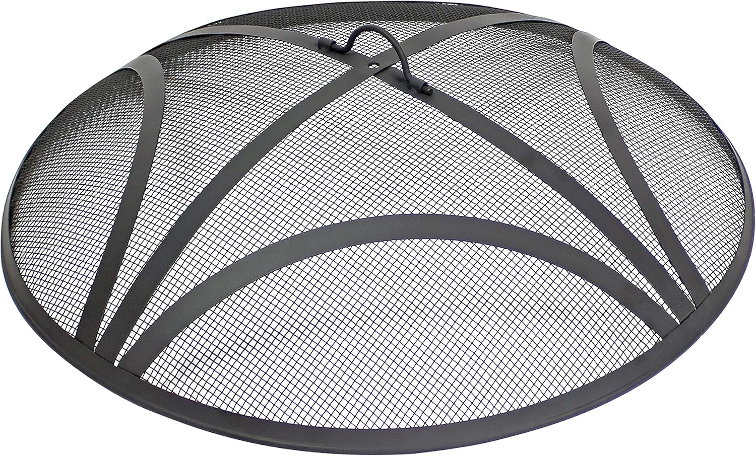 Sunnydaze Reinforced Steel Mesh Fire Pit Spark Screen - Round Fire Pit Screen with Ring Handle - Durable Black Metal Mesh Design - Patio Fire Pit Accessory - 30-Inch Diameter