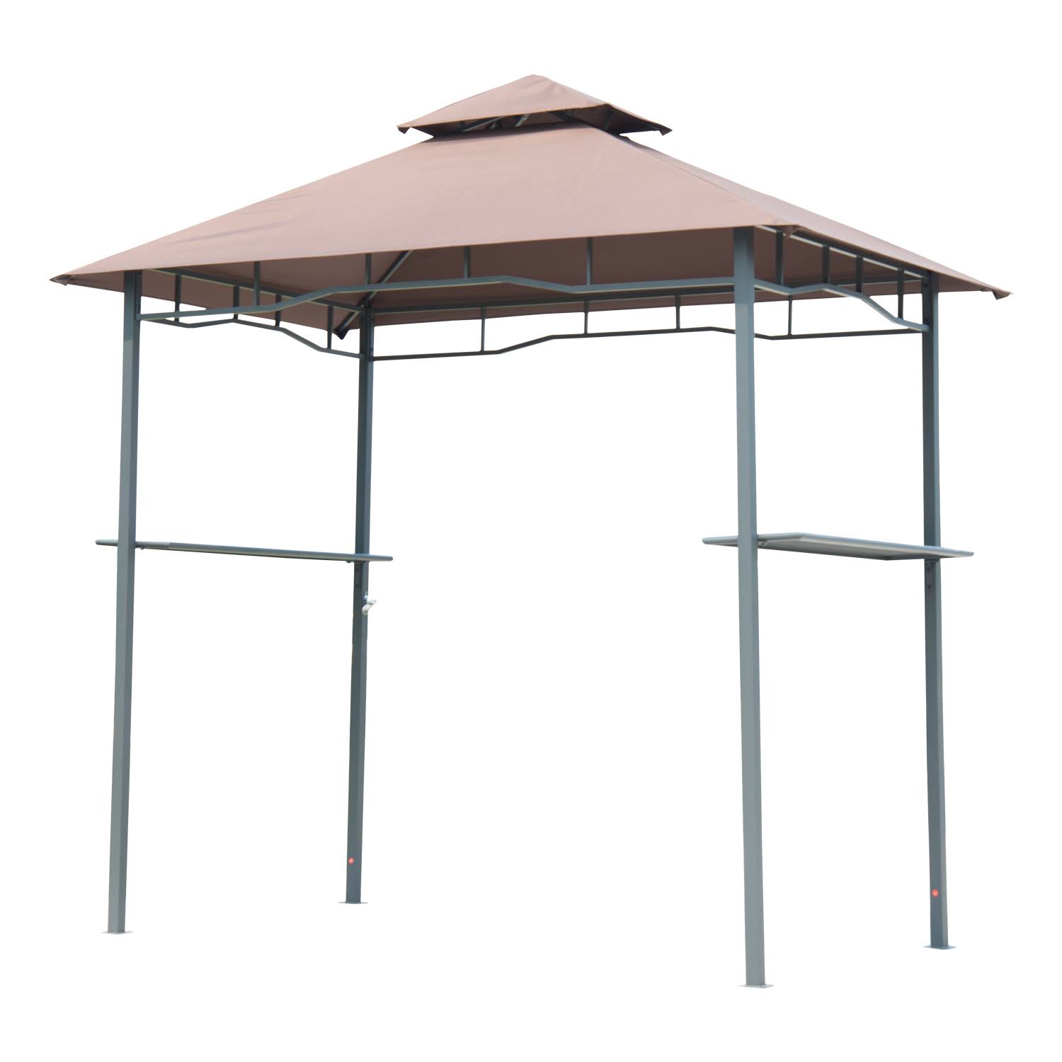 Outsunny 8& Patio Double-Tier BBQ Grill Canopy Tent with Storage Surface