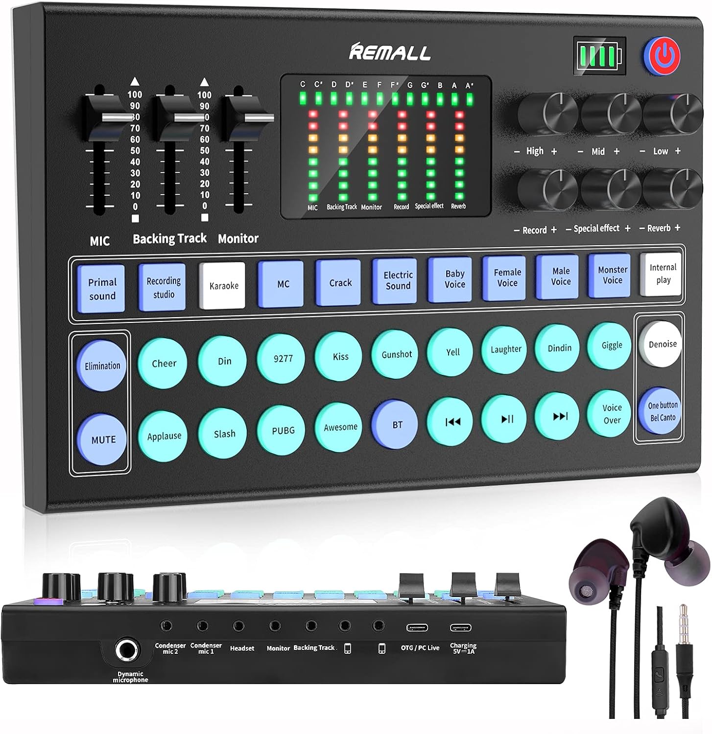 Podcast Equipment Bundle, REMALL V8s Sound Card for Microphone, Audio Mixer, Sound Board for Streaming, Recording, Karaoke, Gaming, Broadcast, BM800 Condenser Microphone Kit with Tripod Pack of 2