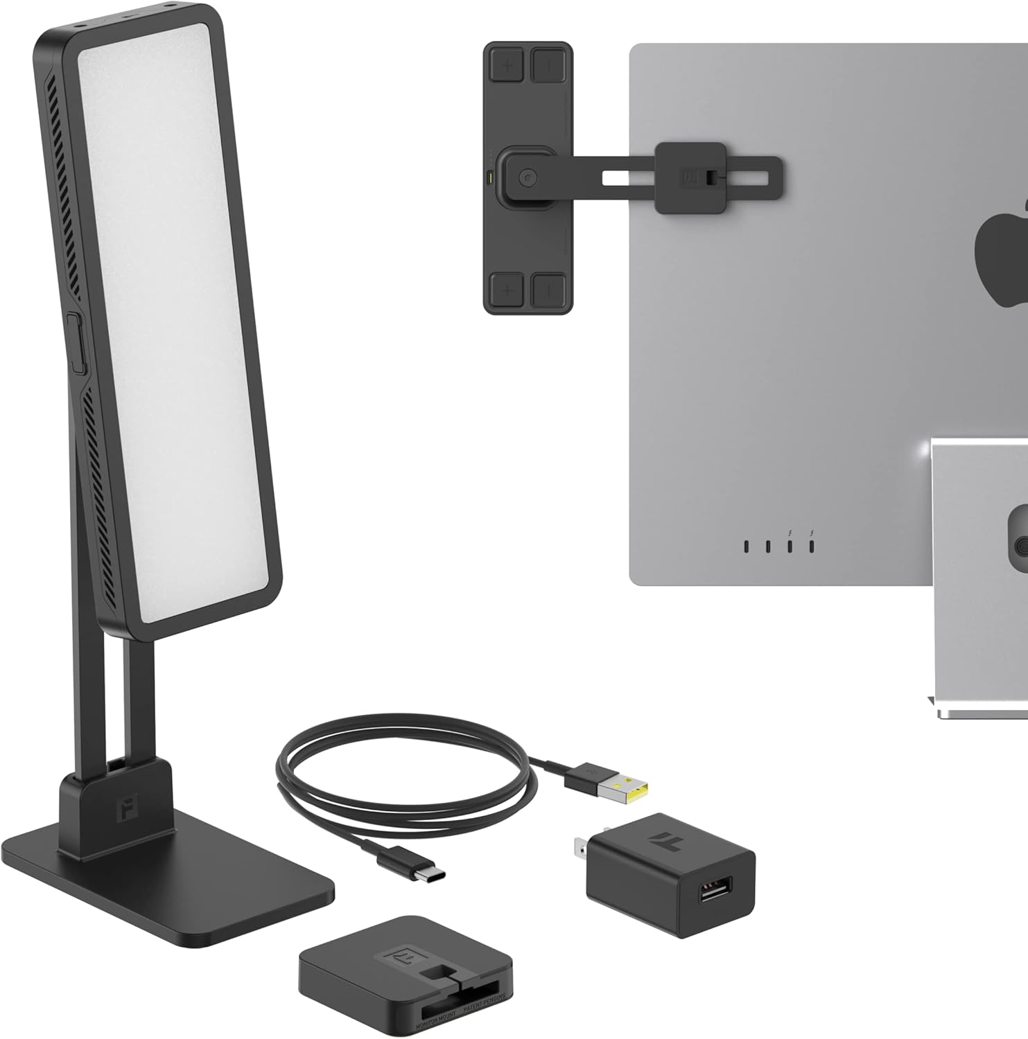 FUSE MRK1 Portable Webcam Light Kit | Magnetic Edge-Lit Adjustable Color for Video Conferencing, Streaming and Videography | USB-C Built-in Battery, Monitor Mount, Desk Stand for Zoom on Mac and PC