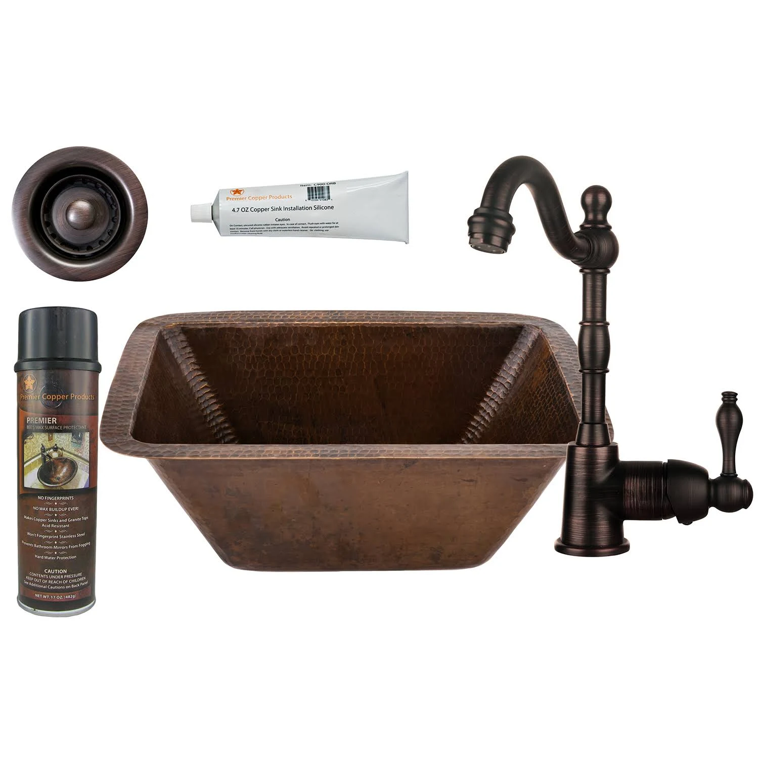 Premier Copper Products - BSP4_BRECDB2-B Bar/Prep Sink, Faucet and Accessories Package