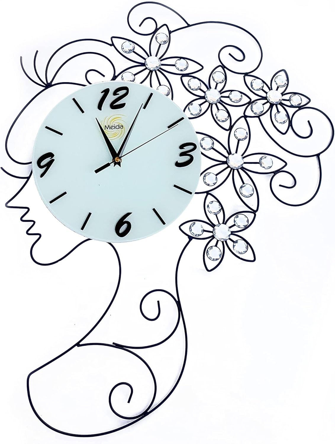 Meida Metal Wall Clock Crystals (Black)