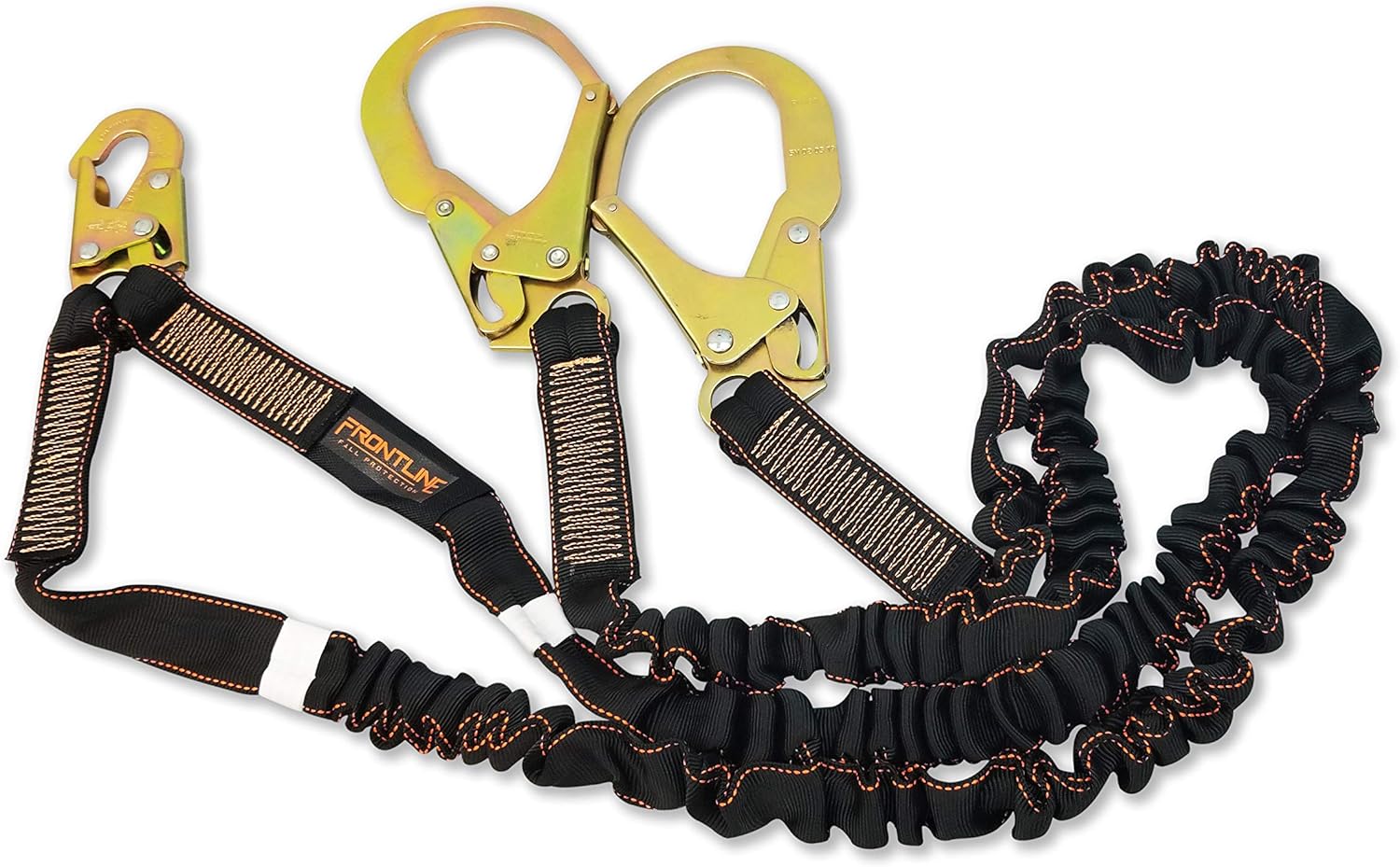 Frontline LIS62R Double Shock Absorbing 6' Lanyard | Twin Leg Lanyard 1 Snap Hook and 2 Rebar Hook Ends | ANSI & OSHA Compliant Fall Protection | 6000 lbs. Min. Breaking Strength Pack of 2