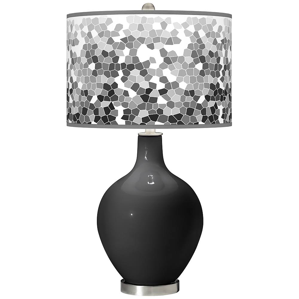 Color + Plus Tricorn Black Mosaic Giclee Ovo Table Lamp