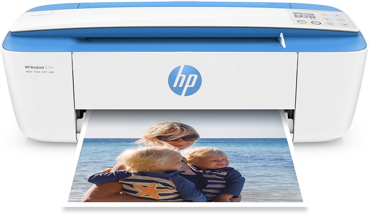 HP DeskJet 3755 Compact All-in-One Wireless Printer with Mobile Printing, HP Instant Ink & Amazon Dash Replenishment ready - Blue Accent (J9V90A) (Renewed)