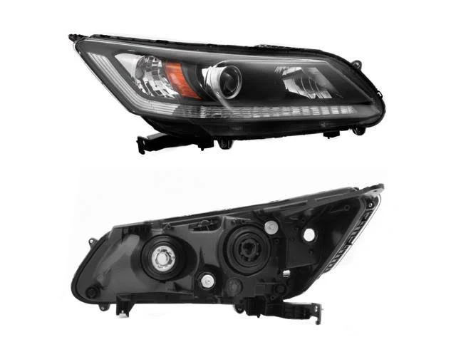 Fits 2013 2014 2015 Honda Accord 4-Door Sedan Halogen Models Headlights - Black