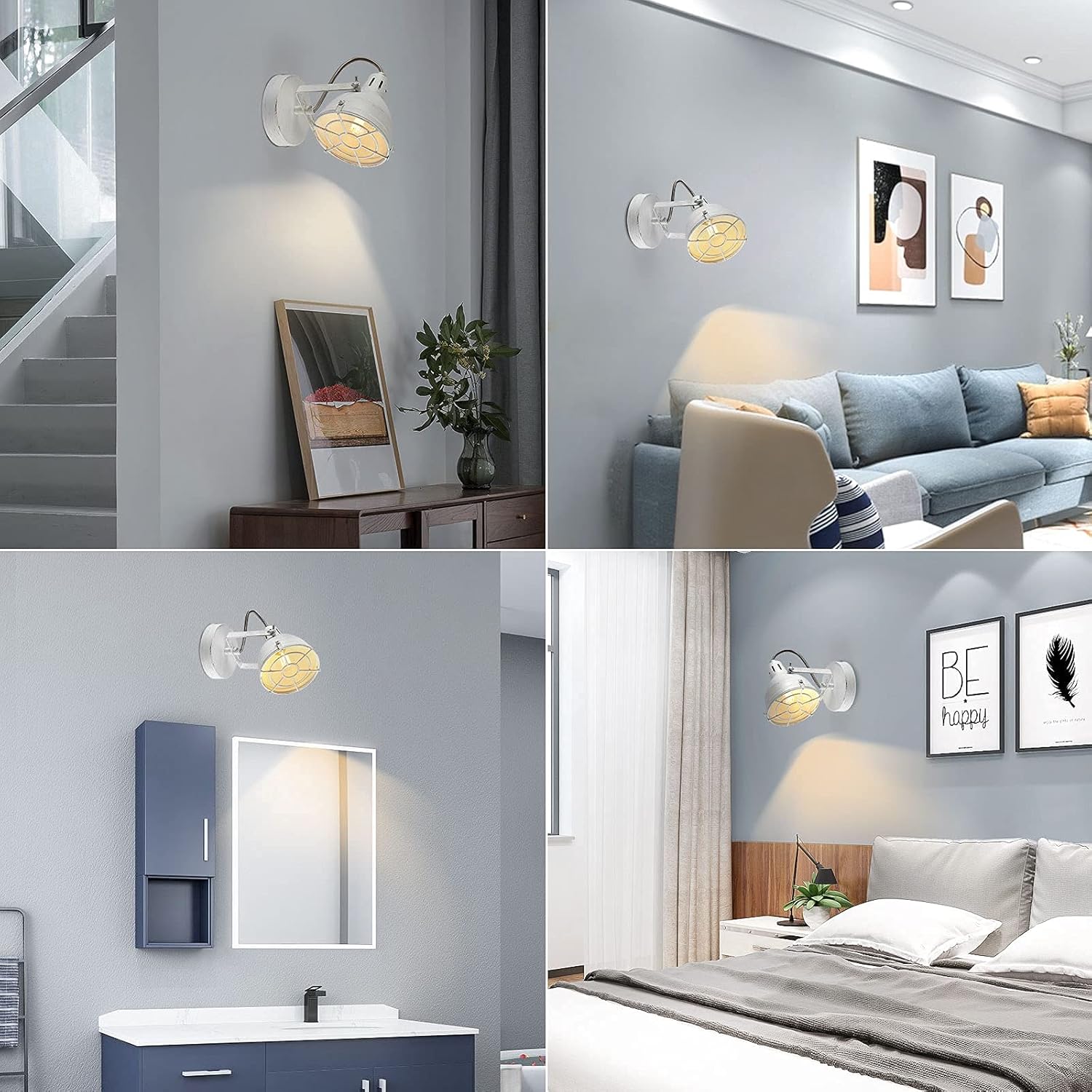 Track Lighting fixtures Ceiling,Vintage Wall Spotlight, Track Light Head，White Track Lights , Suitable for Bedside Corridor Gallery Cabinets