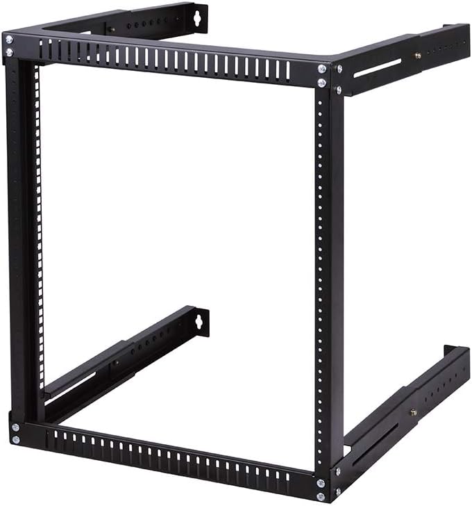 Kenuco 15U Adjustable Depth Wall Mount Open Frame Steel Network Equipment Rack 17.75 Inch Deep