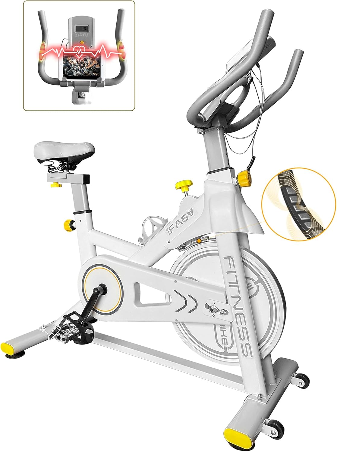 Magnetic Resistance Exercise Bike 330 lbs Weight Capacity Smooth Silent 40LB Heavy Flywheel Indoor Cycling Stationary Bike with LCD Monitor for Home Gym Cardio Workout