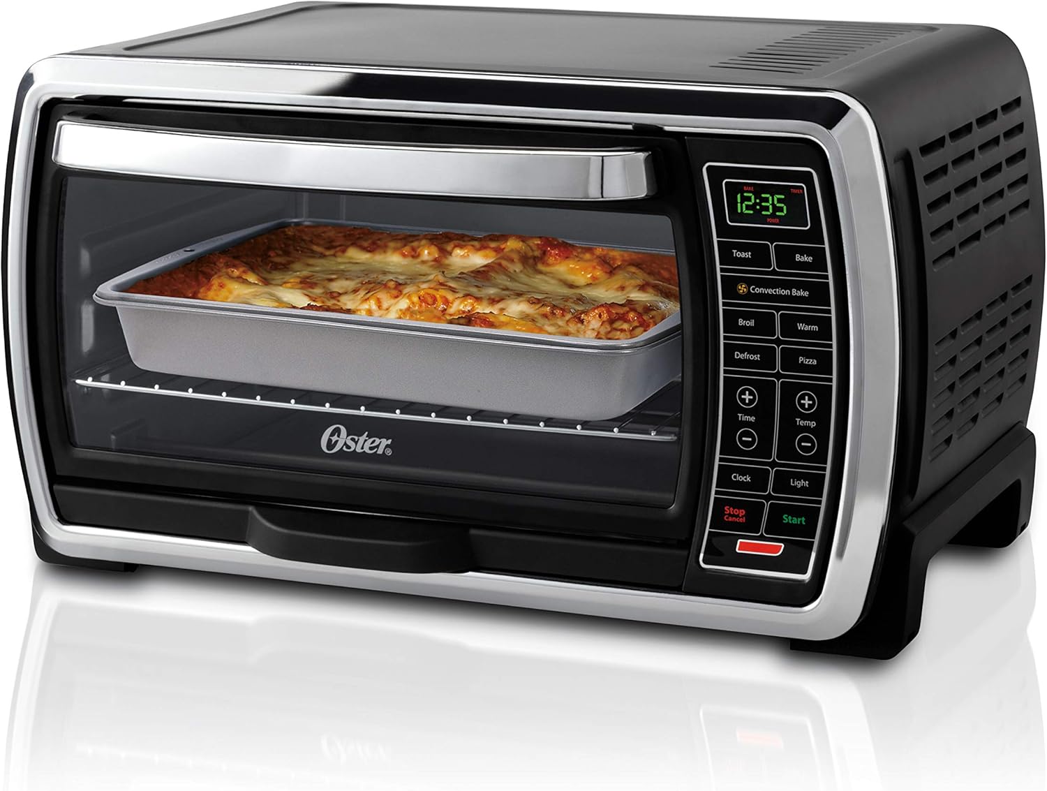 Oster Toaster Oven | Digital Convection Oven, Large 6-Slice Capacity, Black/Polished Stainless