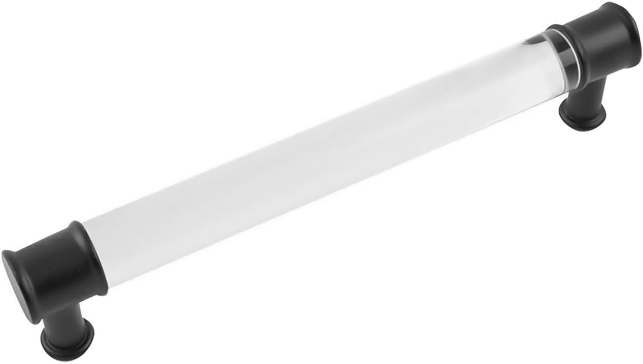 Hickory Hardware P3702-CAMB-10B Midway Collection Pull 6-5/16 Inch (160mm) Center to Center Crysacrylic with Matte Black Finish (10-Pack)
