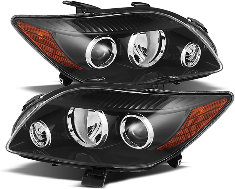 VIPMOTOZ Black Housing OE-Style Projector Headlight Headlamp Assembly For 2008-2010 Scion tC, Driver & Passenger Side