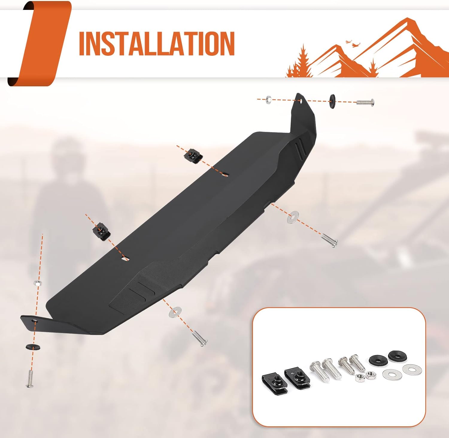 Kemimoto Ryker Aluminum Radiator Protector Compatible with Can-Am Ryker 600, 900 & Rally Edition from 2018-2022 Ryker Black Front Bump Lip Splitter Plate Replace #219400999