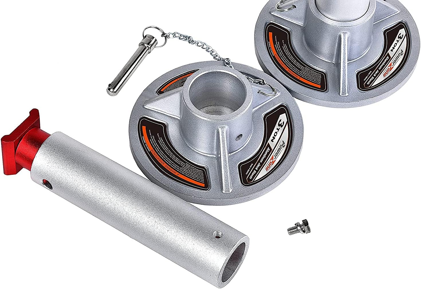 Power Zone 680066 3-Ton Aluminum Jack Stands, Lifting Range: 10-5/16&rdquo; to 15-1/3&rdquo; with 6 Locking Positions, Silver