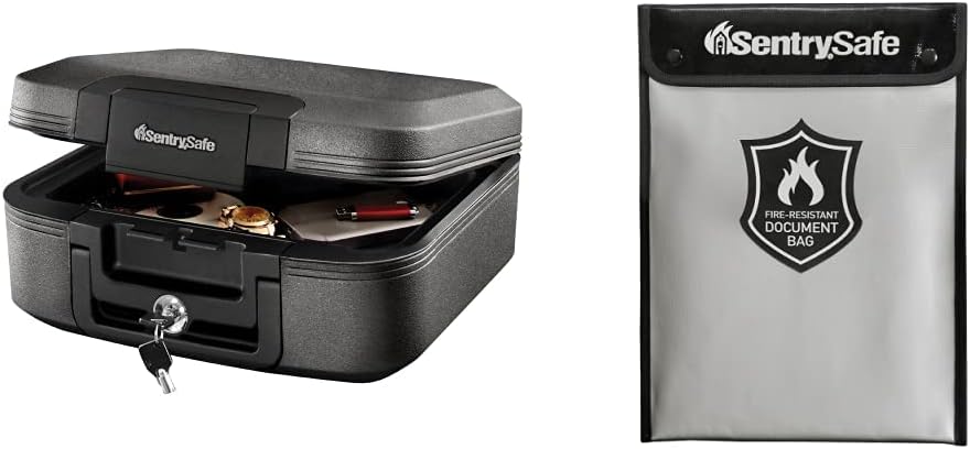 SentrySafe CHW20221 Fireproof Box and Waterproof Box with Key Lock 0.28 Cubic Feet, Charcoal Gray Pack of 2