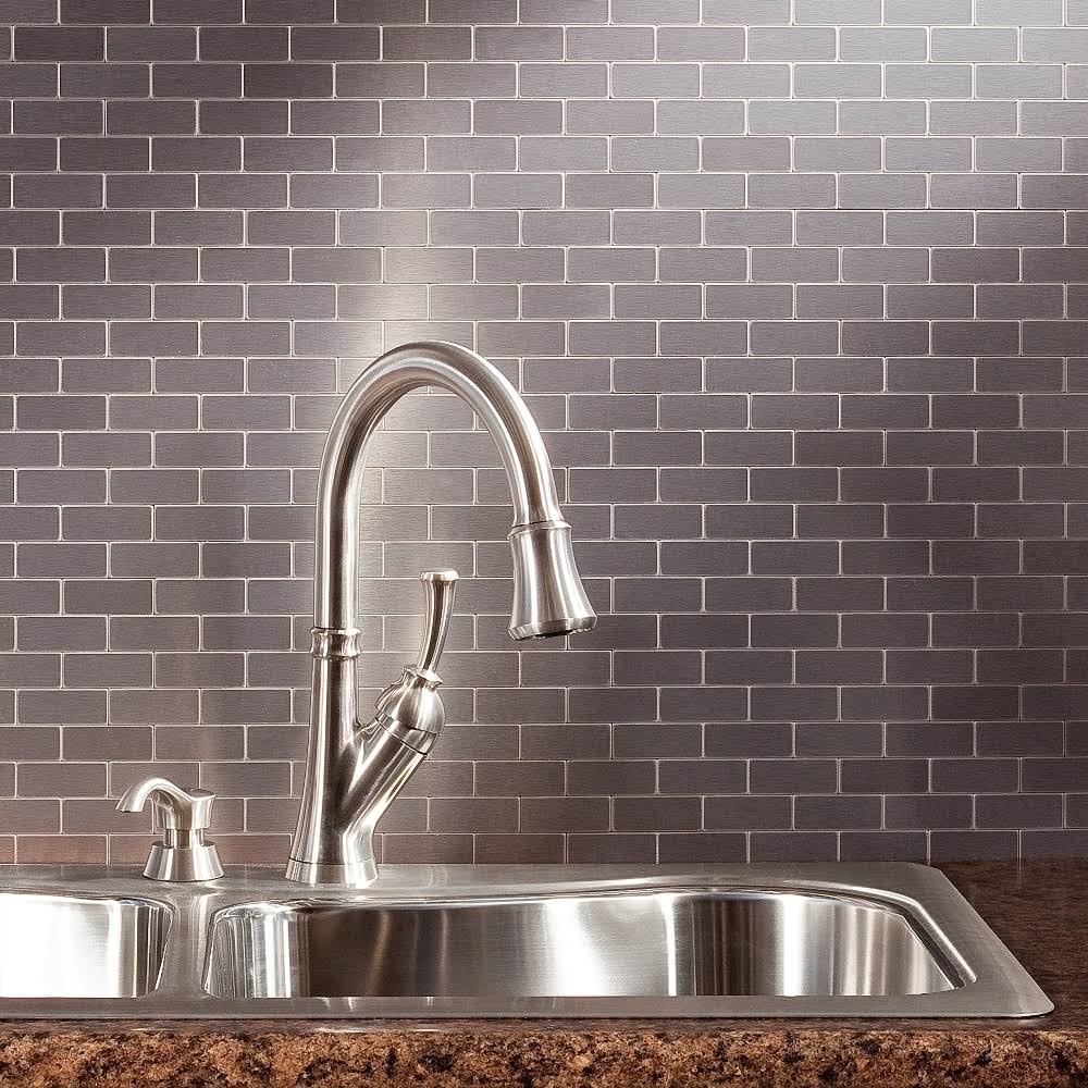 Aspect Peel And Stick Backsplash Subway Matted Metal Tile Kit