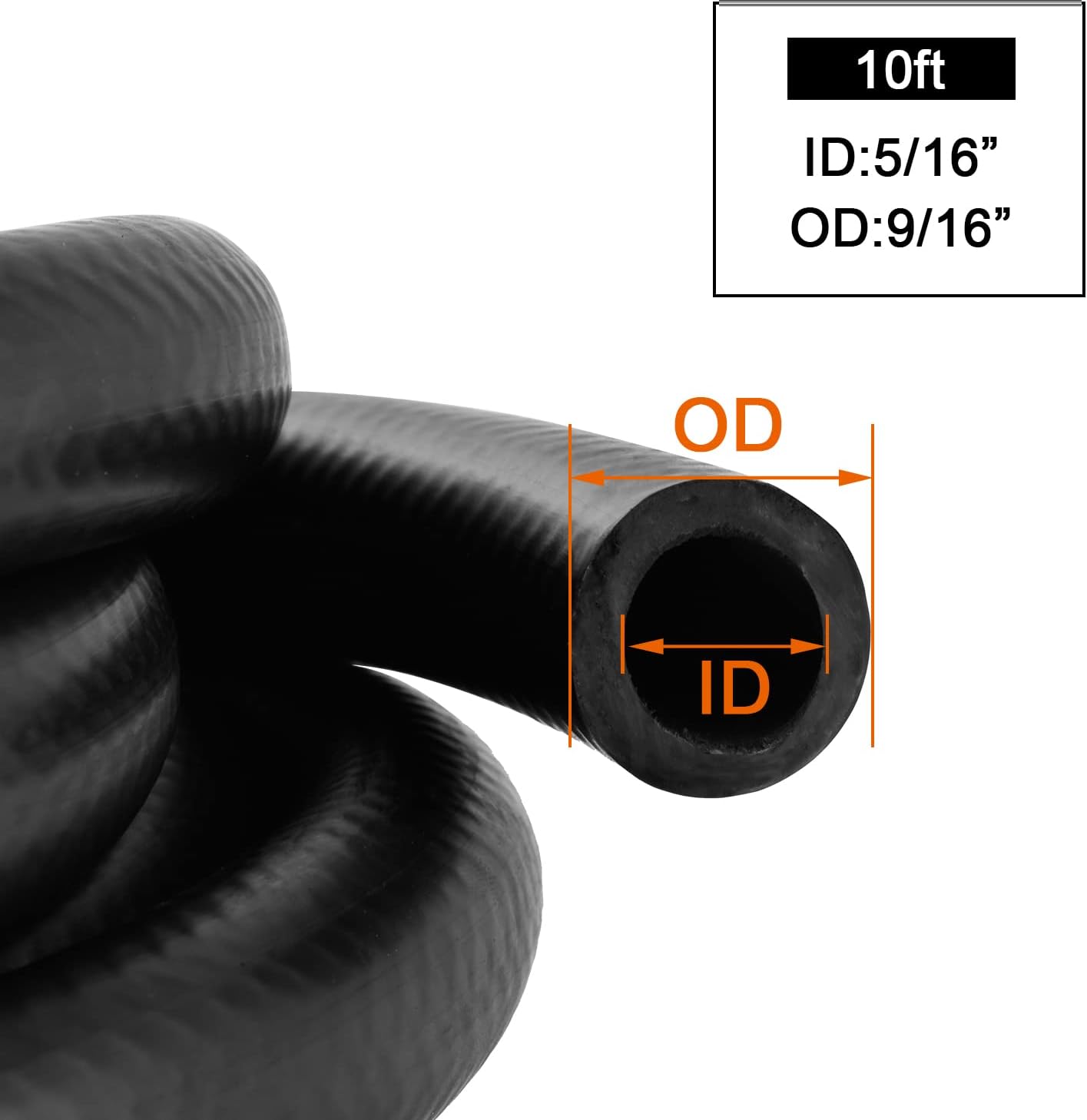 SINTLY 5/16'' NBR Fuel Line Hose 10 FT Black