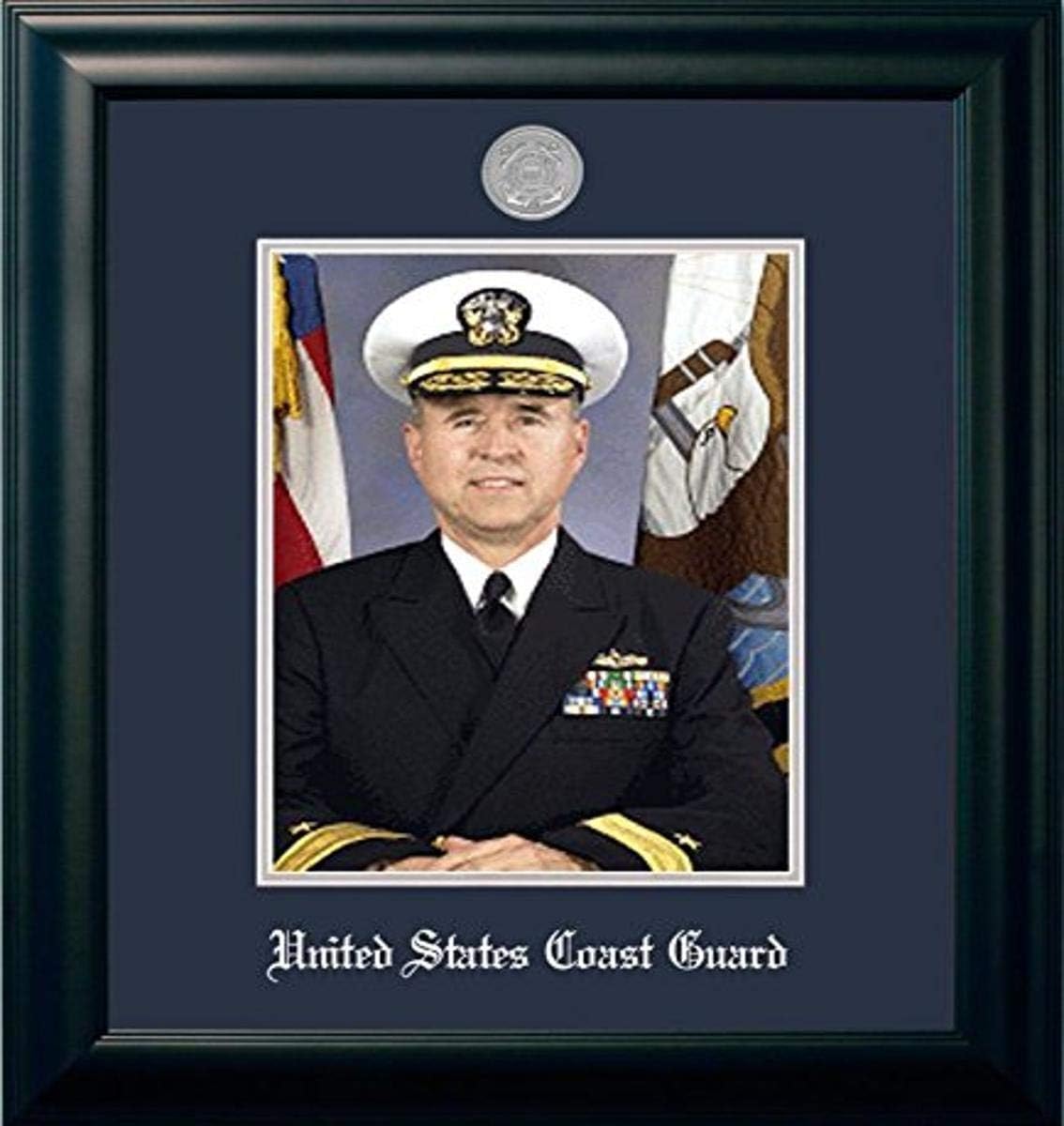 Coast Guard Portrait Frame with Silver Medallion 8 x 10 Inches Black