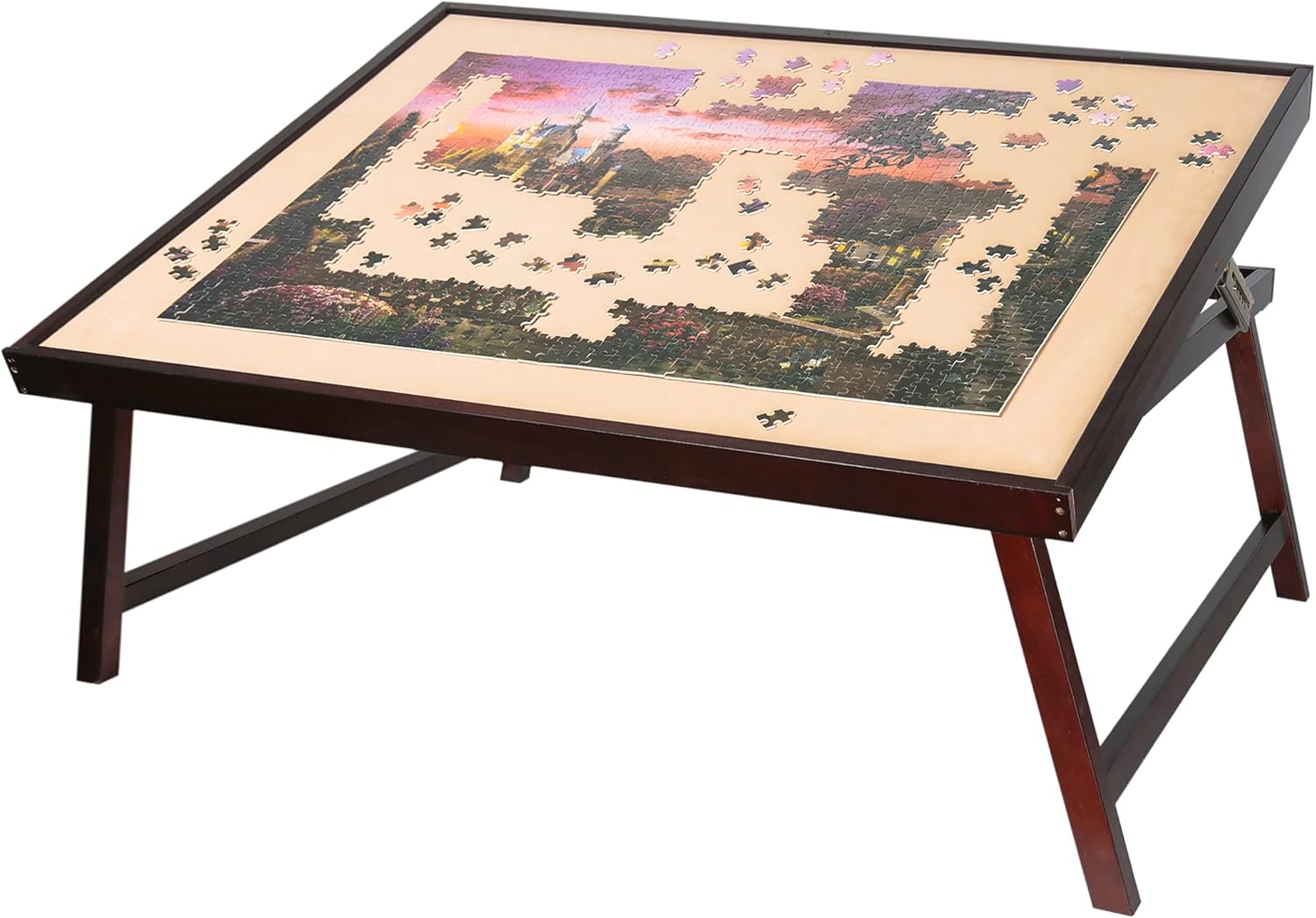 LAVIEVERT Wooden Jigsaw Puzzle Table Puzzle Board, Large Portable Tilting Table with Folding Legs & Non-Slip Surface for Games & Puzzles Up to 1,500 Pieces