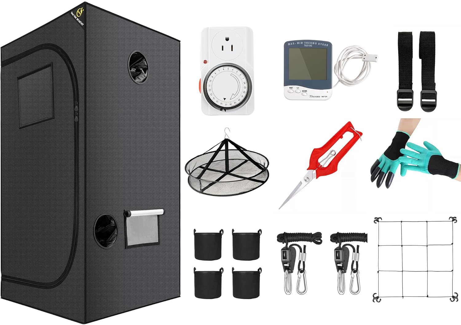 POTLAB 3x3 Grow Tent to Cultivate in Small Spaces - Hydroponic Grow Tent with Easy View Window - Grow Tents with Mylar Fabric to Stop Light Leaks - Indoor Grow Tent Accessories Kit - 36x36x72