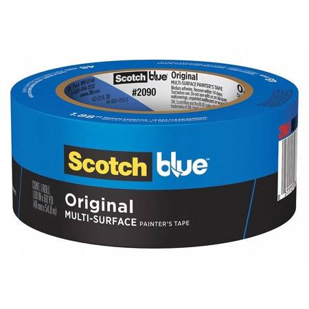 Scotch Blue Paper Painters Masking Tape, Acrylic Tape Adhesive, 5.4 Mil Thick, 48 mm x 55 M, Blue, 1 ea - 2090
