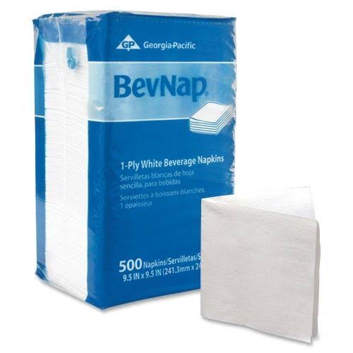 Georgia-Pacific Bevnap 1 Ply Beverage Napkin - 1 Ply - 9.50x22 x 9.50x22 - White