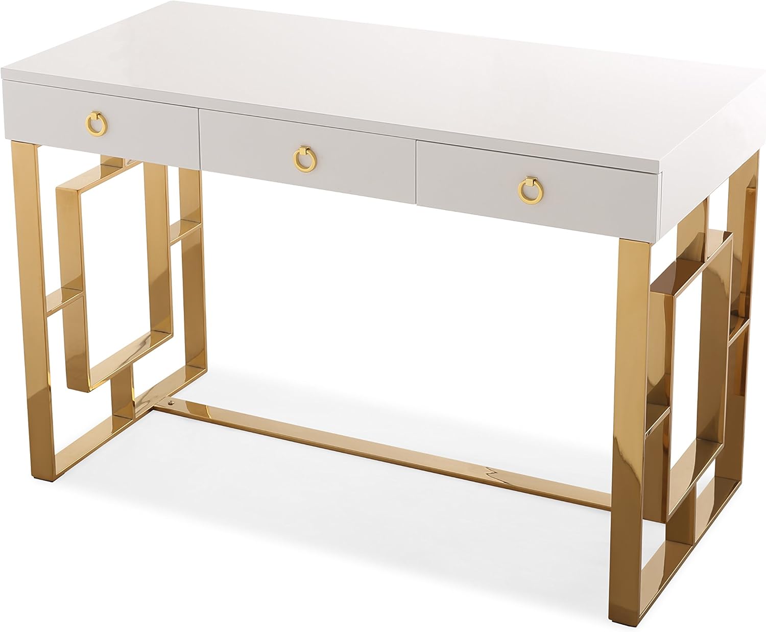 Tov Furniture Audrey Collection Lacquer, 3 Drawer Desk, White