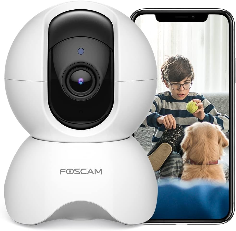 Assark 5MP Security Camera Compatible with Foscam Indoor Camera X3e, Smart HD Pan/Tilt Wifi Camera with 2 Way Audio Night Vision for Pet Baby Monitor, Works with Alexa & Google Home Pack of 2