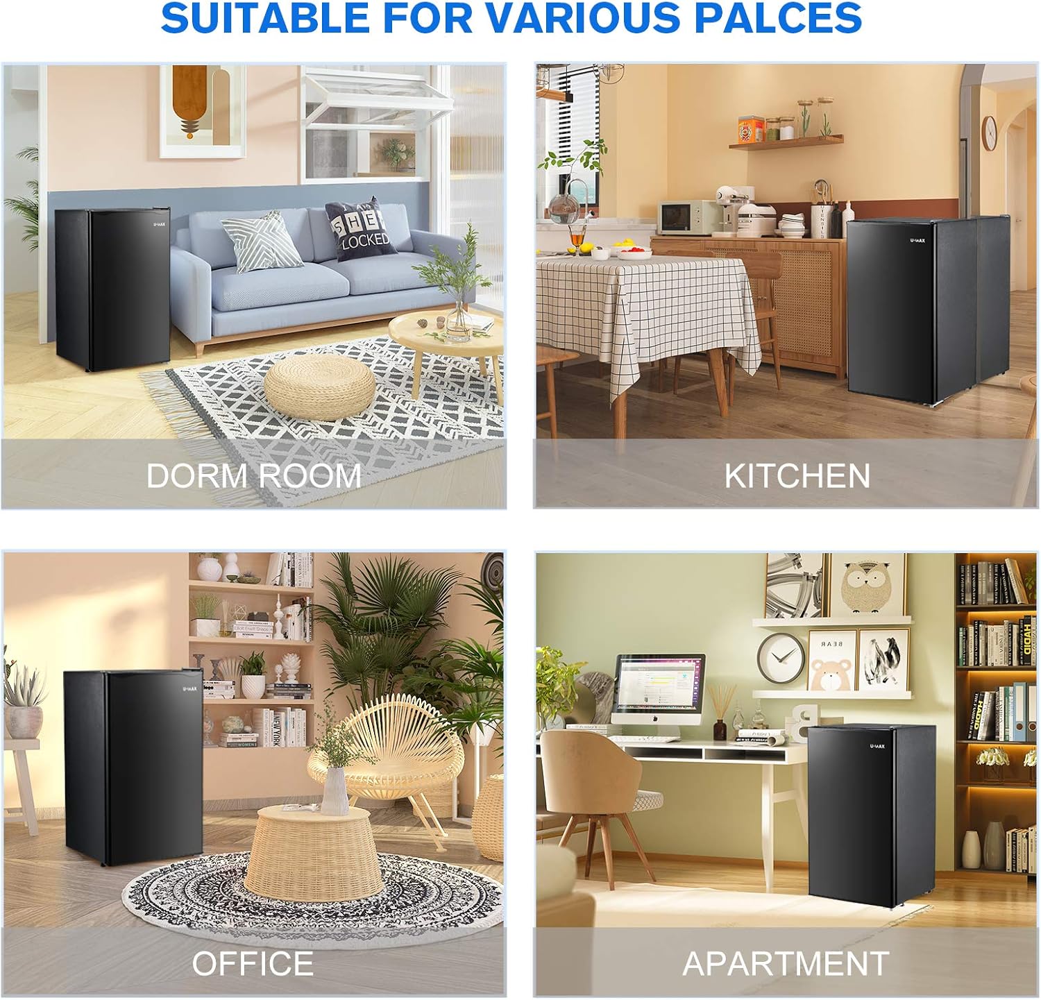 EROMMY Compact Refrigerator Energy Star Single Door Fridge Mini Fridge with Freezer, 3.2 Cu.Ft,Portable Reversible Refrigerator,Super Quiet, Small Refrigerator for Dorm, Bedroom