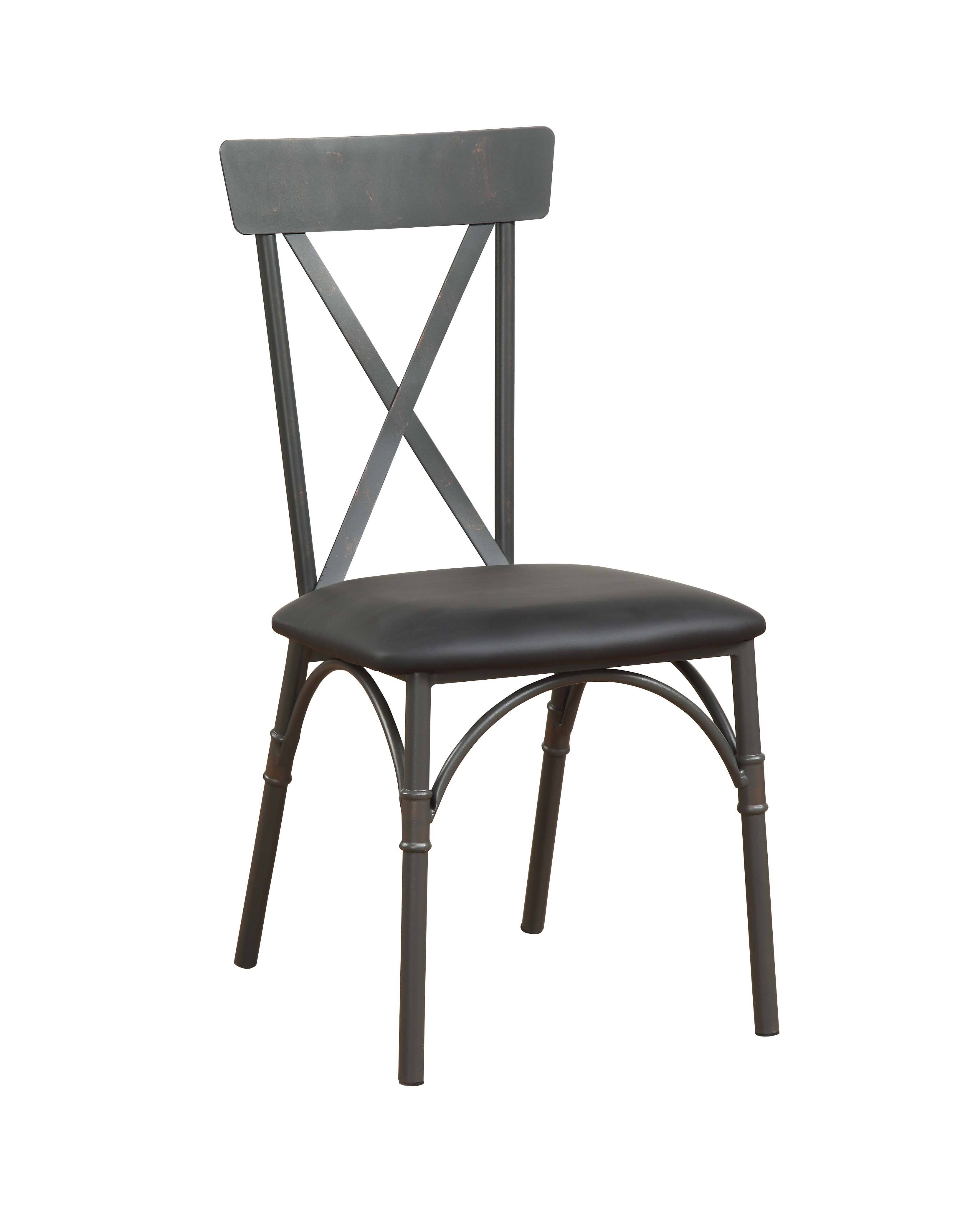 Acme 72082 Itzel Side Chair - Black PU u0026 Sandy Gray Set of 2