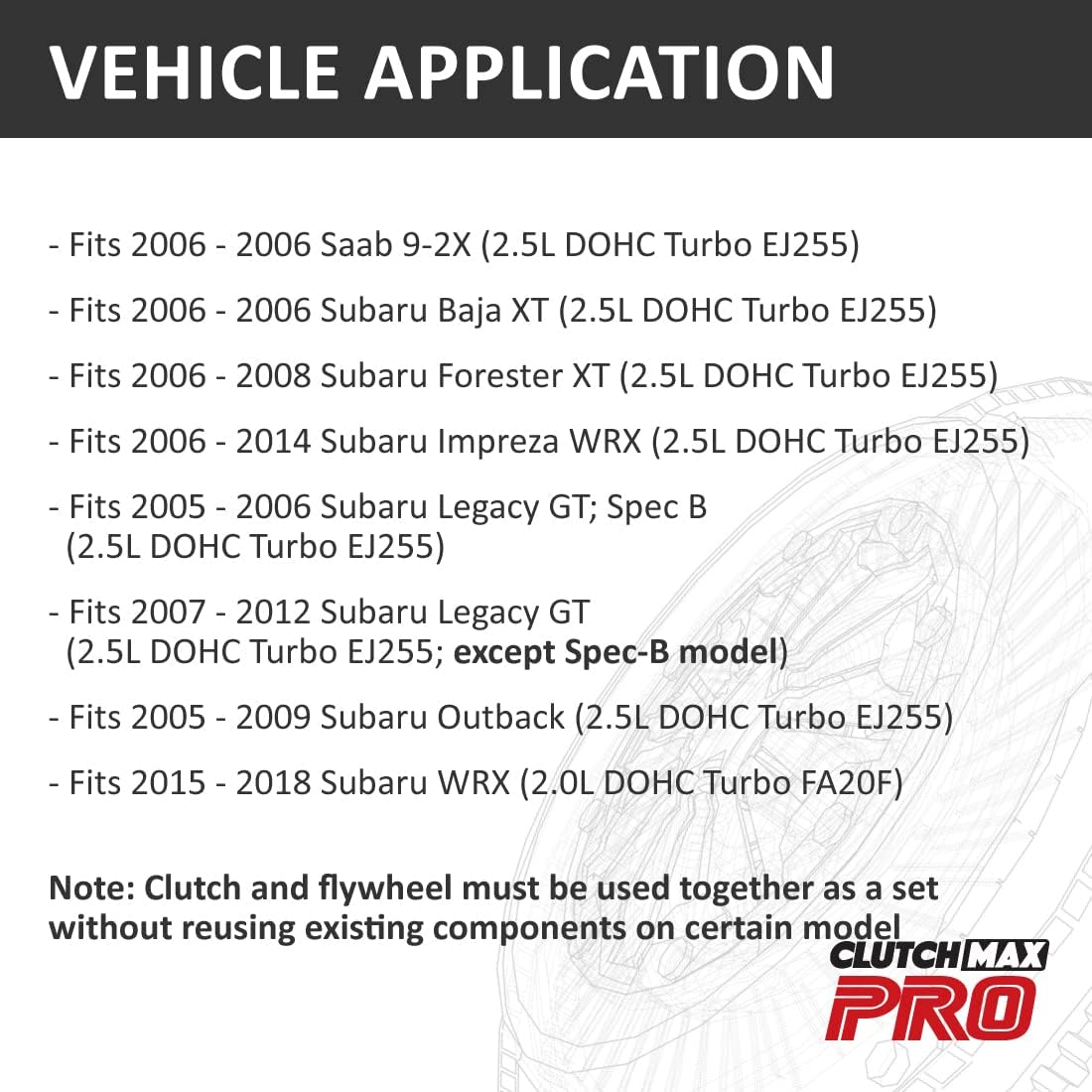 ClutchMaxPRO Performance Stage 2 Clutch Kit with Chromoly Flywheel Compatible with Saab 9-2X, Subaru Baja, Forester, Impreza WRX, Legacy GT, Outback, EJ255, FA20F (CP15026HDLSF-ST2)