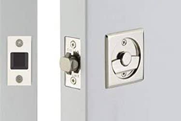 Emtek 2135US15 Square Tubular Privacy Pocket Door Lock Satin Nickel