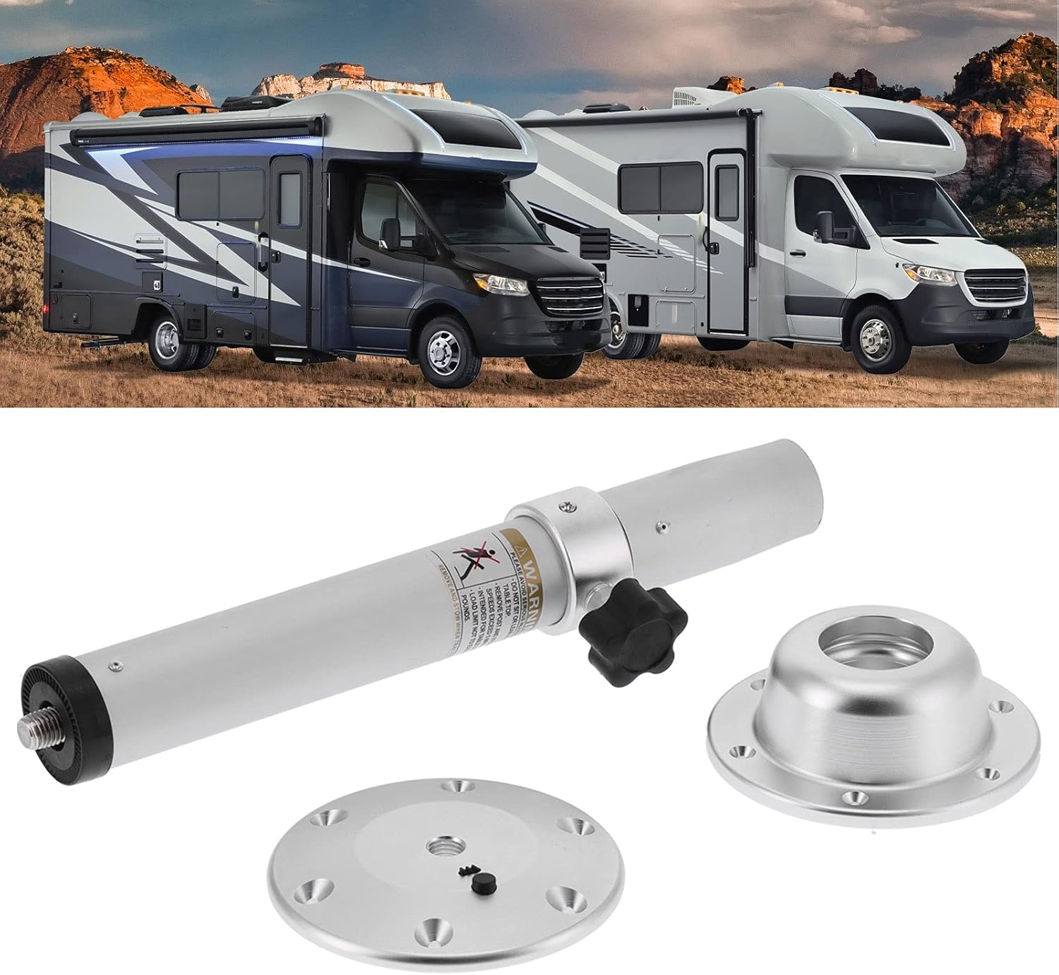 Telescopic Table Pedestal - RV Table Legs,19.3‑31.8in Table Pedestal Kit Adjustable Silver Pillar with Mount Base Parts Universal for Caravan Motorhome Yacht