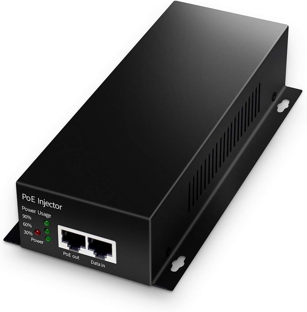 YuLinca Gigabit PoE+ Injector, 60W 802.3af/at/bt 1000Mbps, Plug & Play, Desktop/Wall-Mount Metal, Distance Up to 100 Meters (328 ft.) Pack of 2
