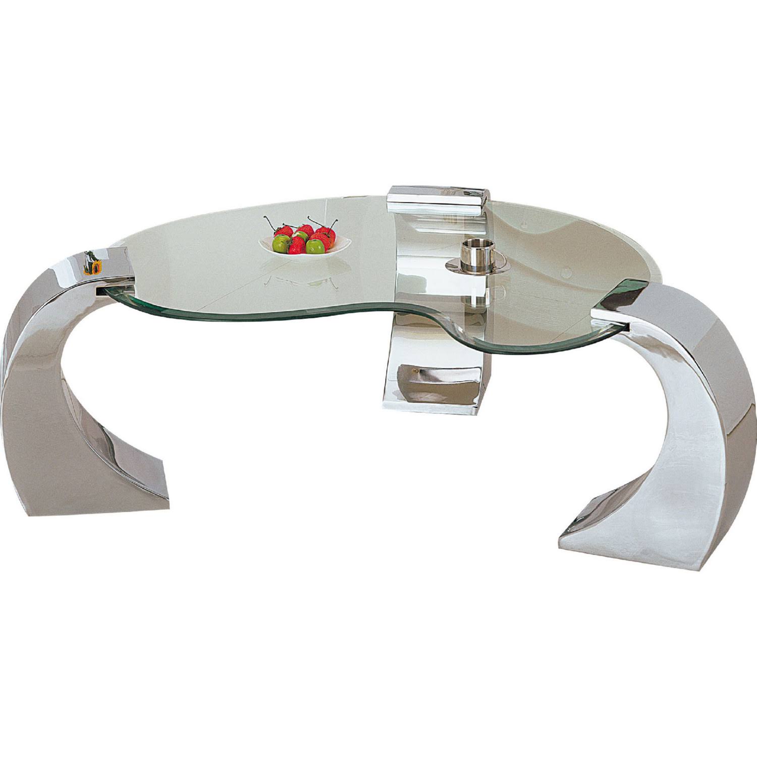 Acme Metro Coffee Table Chrome Plated u0026 Clear Glass